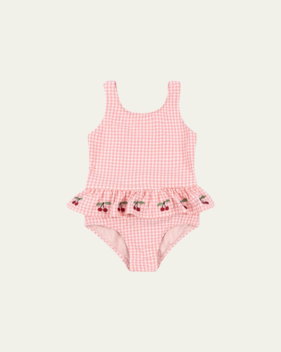 Girl's Soline Gingham-Print Swimsuit, Size 9M-18M